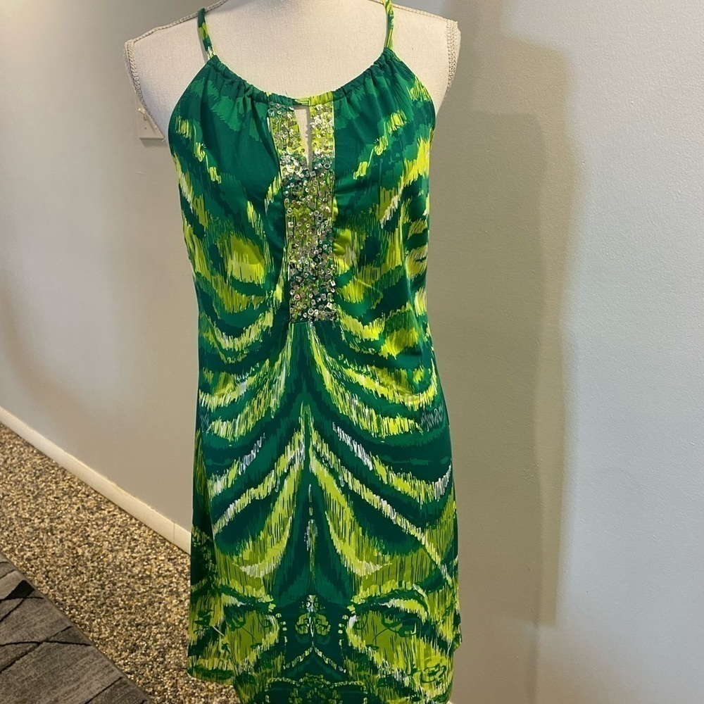 {INC} greenish-yellow sequined dress